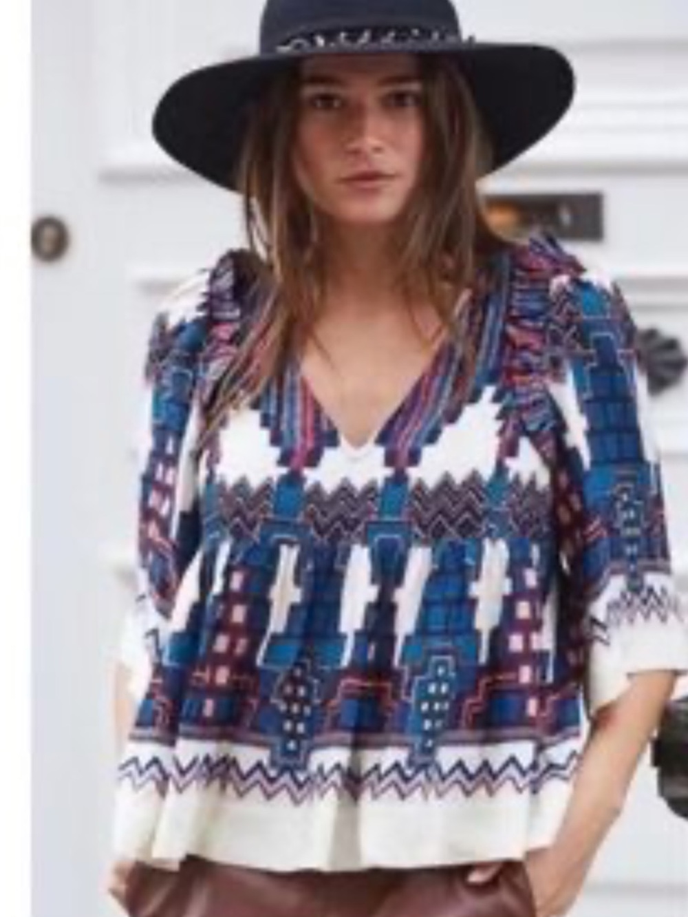 BA&SH MARRY TOP BLUE SYMMETRIC PRINT Size 6